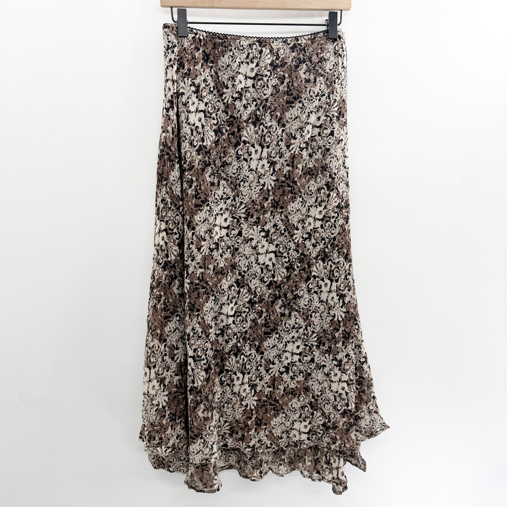 Vintage Y2K Fairy Grunge Maxi Skirt in Brown‎ Cream Size 12P